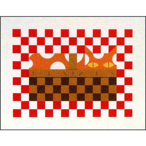 Baskit (Cat in Basket on Checkered Cloth) (Edie)—Notecard Pack