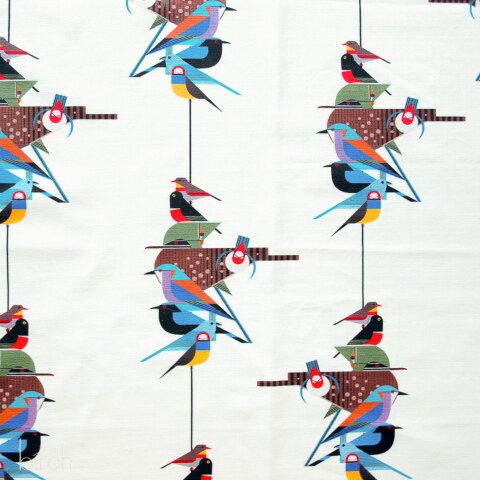 Large Discovery Place Birds Barkcloth