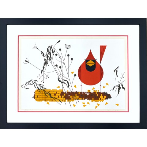 Cardinal on Corn (Red & Fed)—Framed—Serigraph Print