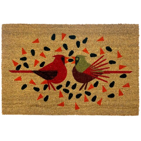 Cardinal Courtship Welcome Mat—Natural