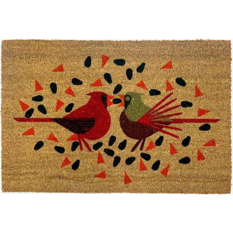 Cardinal Courtship Welcome Mat—Natural