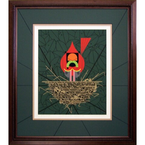 Cardinal Cradle—Framed—Serigraph Print