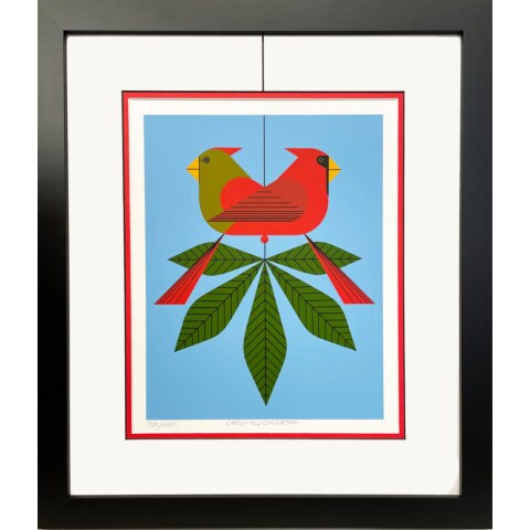 Cardinals Consorting—Framed—Serigraph Print