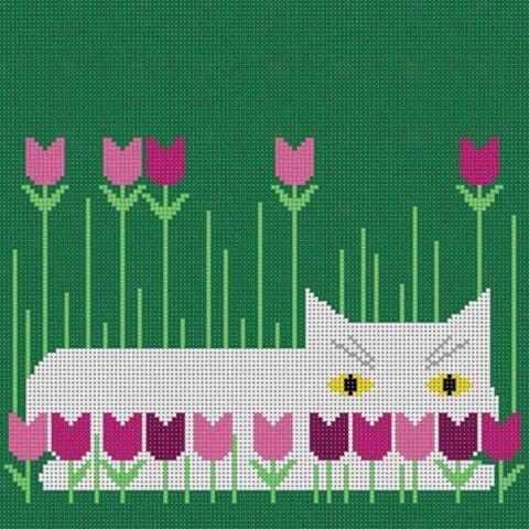 Cat—Spring (Edie) Needlepoint Pattern