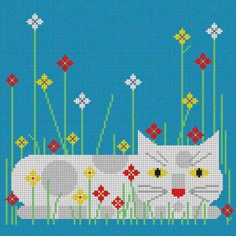 Cat—Summer (Edie) Needlepoint Pattern