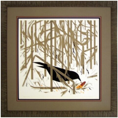 Crow in the Snow—Framed—Serigraph Print