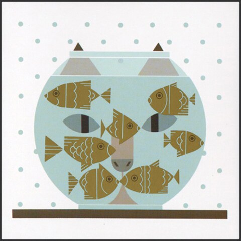 Fishful Thinking (Cat & Fish Bowl) (Edie)—Notecard Pack