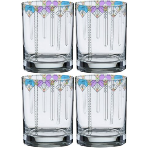 FLW April Showers Double Old-Fashioned Glasses Set of 4