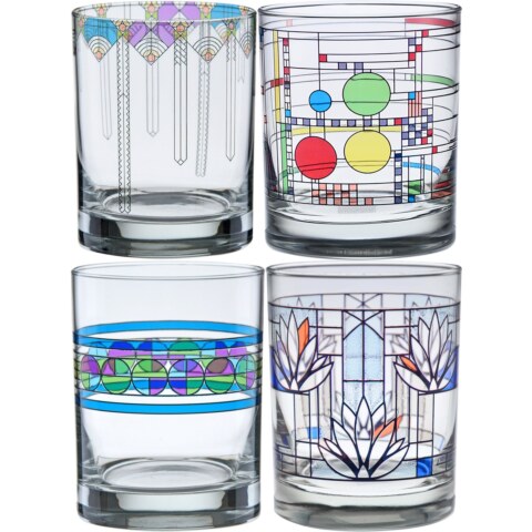 Frank Lloyd Wright Mixed Double Old-Fashioned Glasses (Assortment B) Set of 4
