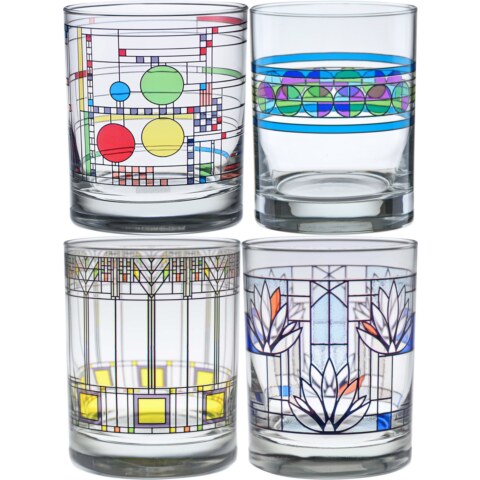 Frank Lloyd Wright Mixed Double Old-Fashioned Glasses (Assortment A) Set of 4