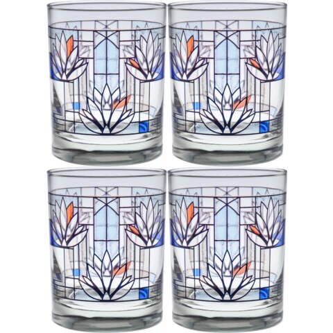 FLW Waterlilies Double Old-Fashioned Glasses Set of 4