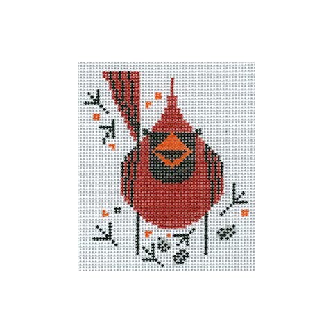 Cardinal and Seed Ornament Needlepoint Pattern