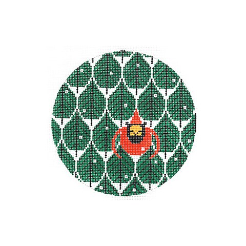 Coniferous Cardinal Ornament Needlepoint Pattern