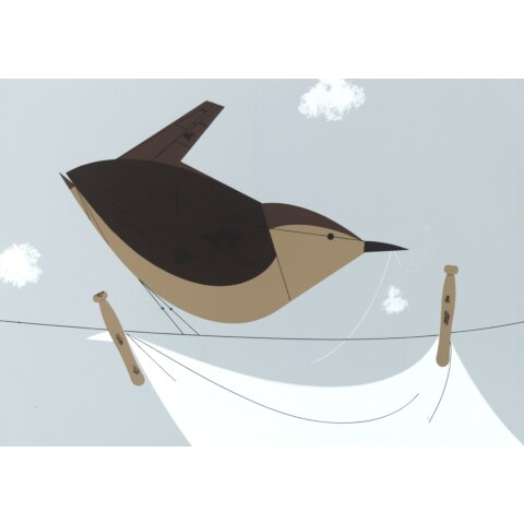 House Wren with Clothes Line—Ford Times Silkscreen Print