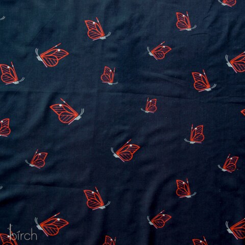 Red Butterfly (Black) Lawn Cloth