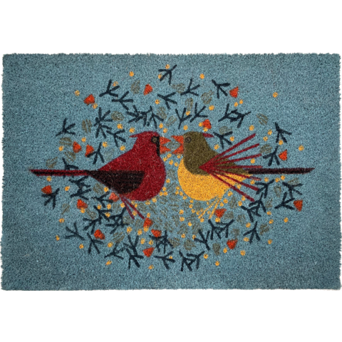 Cardinal Courtship Welcome Mat—Blue