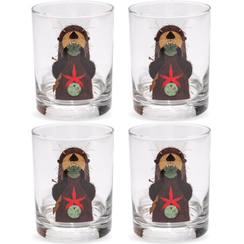 Otterly Delicious Double Old Fashioned Glasses—Set of Four