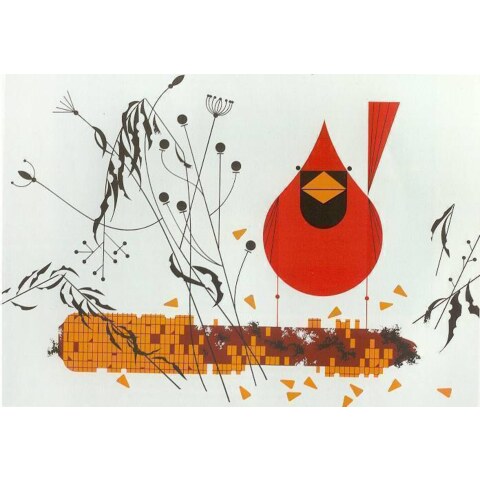 Red & Fed (Cardinal Eating Corn)—Notecard Pack
