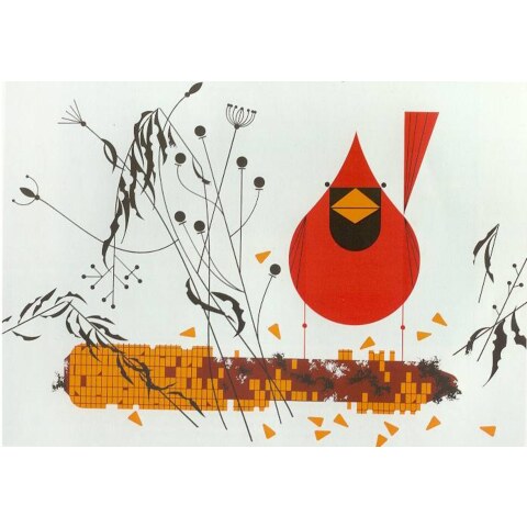 Cardinal on Corn (Red & Fed)—Serigraph Print