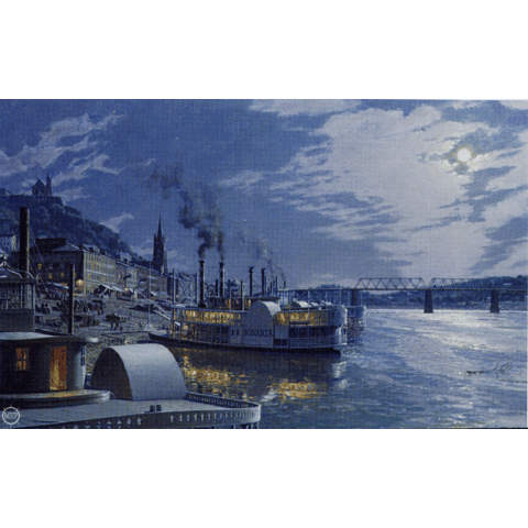 Cincinnati: Public Landing by Moonlight 1875