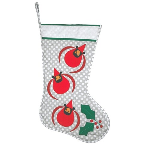 Cardinals & Holly Quilted Stocking Pattern