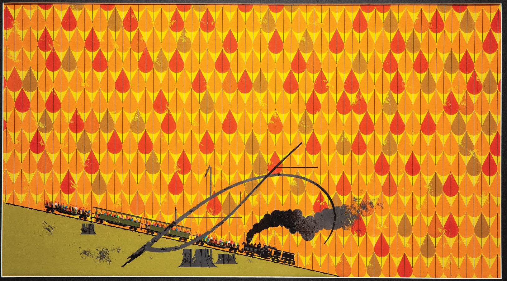 photo of Charley Harper painting of Cass Scenic Railroad