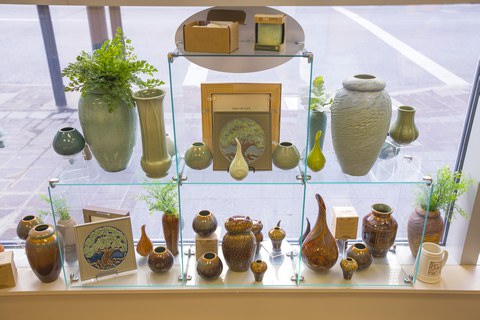 Rookwood products displayed in the window