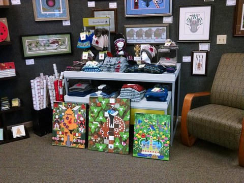 view of Harper apparel and framed prints